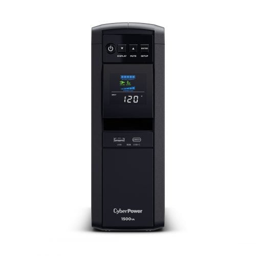 Cyber Power CP1500PFCLCD PFC Sinewave UPS Systems1500VA/1000W, 120 VAC, NEMA 5-15P, Mini-Tower, Sine Wave, 12 Outlets, LCD, Panel&re… CP1500PFCLCD