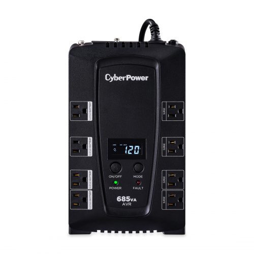 Cyber Power CP685AVRLCD Intelligent LCD UPS Systems685VA/390W, 120 VAC, NEMA 5-15P, Compact, 8 Outlets, LCD, Panel® Personal, $12… CP685AVRLCD
