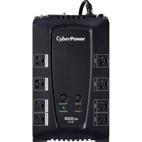 Cyber Power CP800AVR AVR UPS Systems800VA/450W, 120 VAC, NEMA 5-15P, Compact, 8 Outlets, Panel® Personal, $200000 CEG,  Warranty CP800AVR