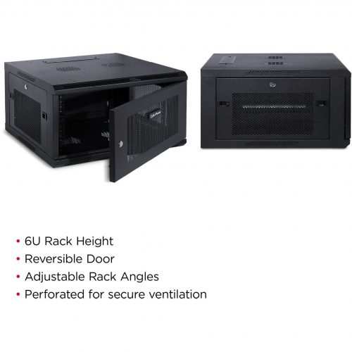 Cyber Power CR6U61001 Wall Mount Enclosure6U 19″ Wall Mount Enclosure, 600mm wide, 600mm deep, hex perforated metal door, side panels, locki… CR6U61001