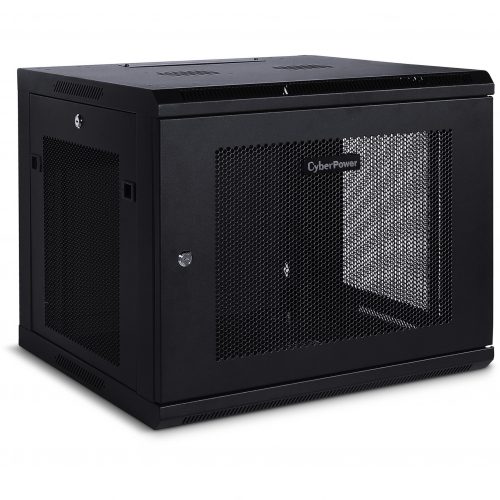 Cyber Power CR9U61001 Wall Mount Enclosure9U 19″ Wall Mount Enclosure, 600mm wide, 600mm deep, hex perforated metal door, side panels, locki… CR9U61001