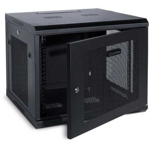 Cyber Power CR9U61001 Wall Mount Enclosure9U 19″ Wall Mount Enclosure, 600mm wide, 600mm deep, hex perforated metal door, side panels, locki… CR9U61001