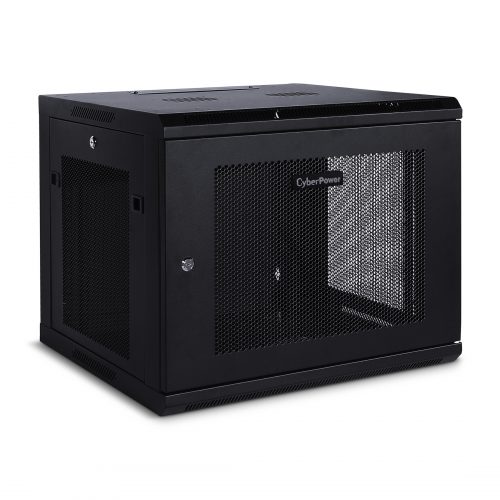 Cyber Power CR9U61001 Wall Mount Enclosure9U 19″ Wall Mount Enclosure, 600mm wide, 600mm deep, hex perforated metal door, side panels, locki… CR9U61001