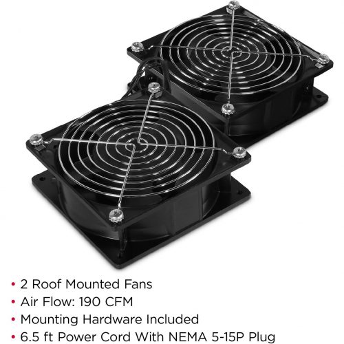 Cyber Power CRA11002 Fan kit Rack AccessoriesWall mount roof fan kit, 2x 110/120Vac cooling fans; 190 CFM,  warranty CRA11002