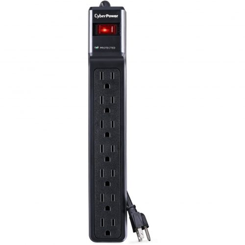 Cyber Power CSB7012 Essential 7Outlet Surge with 1500 JClamping Voltage 800V, 12 ft, NEMA 5-15P, EMI/RFI Filtration, Black, Lifetime Warran… CSB7012