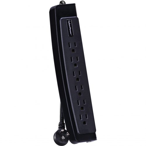 Cyber Power CSP604T Professional 6Outlet Surge with 1350 JClamping Voltage 800V, 4 ft, NEMA 5-15P, Right Angle45° Offset, 15 Amp, EM… CSP604T