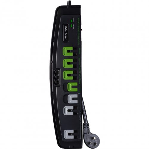Cyber Power CSP706TG Advanced  Strips 7Outlet Surge with 2250 JClamping Voltage 400V, 6 ft, NEMA 5-15P, Right Angle45° Offset,… CSP706TG