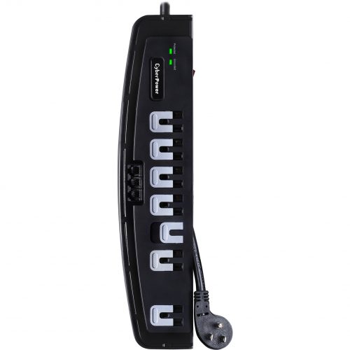 Cyber Power CSP706T Professional 7Outlet Surge with 1650 JClamping Voltage 400V, 6 ft, NEMA 5-15P, 15 Amp, EMI/RFI Filtration, Black, Lifet… CSP706T