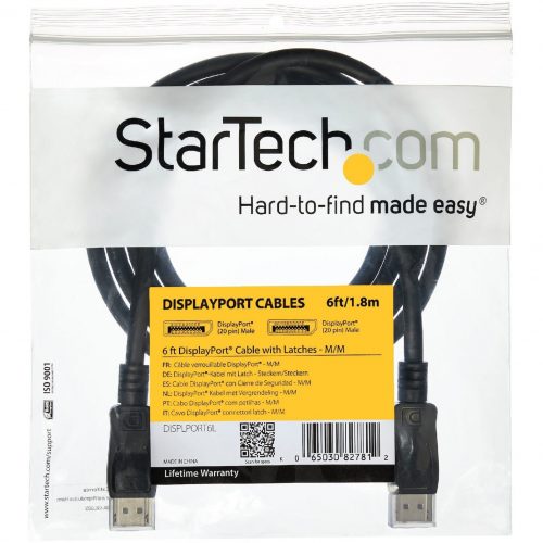 Startech .com 25 ft DisplayPort Cable with LatchesM/M25ft/7m DisplayPort to DisplayPort cable; 2K (2560x1440p 30Hz)/10.8 Gbps bandwidt… DISPLPORT25L