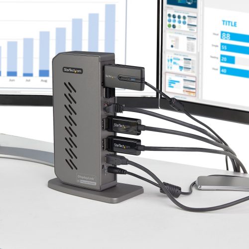 Startech .com USB-C USB-A DockHybrid Universal USB 3.0 Laptop Docking StationDual Monitor 4K 60Hz HDMI/DisplayPort6xUSB Type-A/GbEU… DK30A2DHU