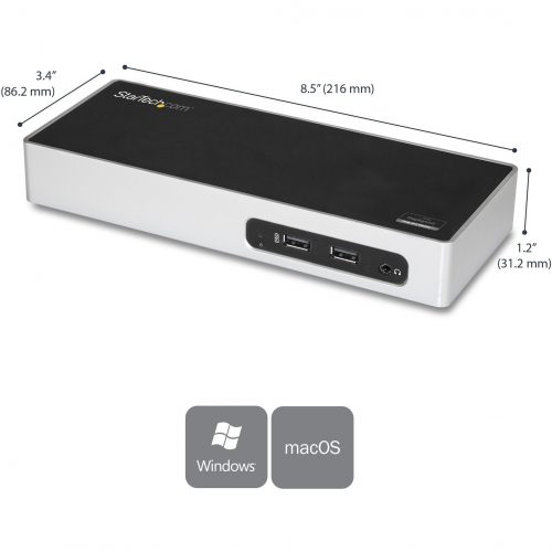 Startech Star Tech.com USB 3.0 Docking StationDual Monitor Laptop Dock with HDMI & DVI/VGA6x USB Type-A Hub, GbEUniversal Windows & MacDual m… DK30ADD