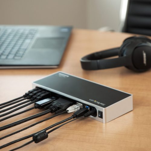 Startech Star Tech.com USB 3.0 Docking StationDual Monitor Laptop Dock with HDMI & DVI/VGA6x USB Type-A Hub, GbEUniversal Windows & MacDual m… DK30ADD