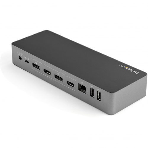Startech Star Tech.com USB-C & USB-A DockHybrid Universal Laptop Docking Station w/ 100W Power DeliveryDual Monitor 4K 60Hz HDMI & DisplayPort -… DK30C2DPEP
