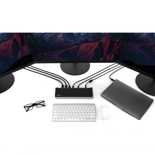Startech Star Tech.com USB-C Dock4K Triple Monitor USB Type-C Docking Station with Dual DisplayPort & HDMI100W Power Delivery5x USB 3.0 Hub -… DK30CH2DEP