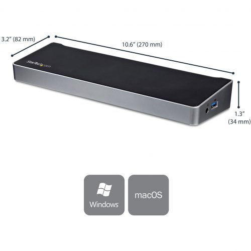 Startech .com USB C DockCompatible with Windows / macOSSupports Triple 4K Ultra HD Monitors60W Power DeliveryPower and Charge Lap… DK30CH2DPPD