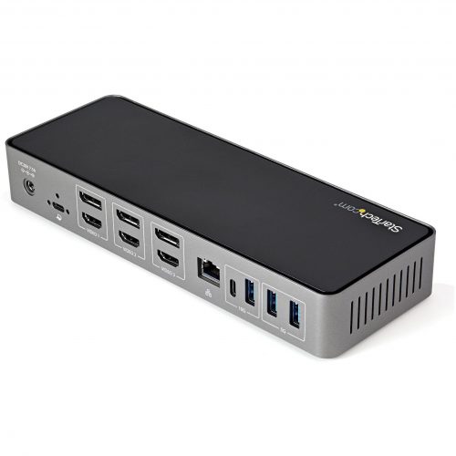 Startech Star Tech.com USB-C & USB-A DockHybrid Triple Monitor Laptop Docking Station DisplayPort & HDMI 4K 60Hz/85W PD/6x USB/GbE/USB 3.1 Gen 2 -… DK31C3HDPD
