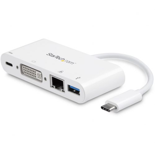 Startech .com USB C Multiport Adapter to DVI-D (Digital) Video60W PD Passthrough/GbE/USB-APortable USB Type-C/Thunderbolt 3 Mini Dock -… DKT30CDVPD