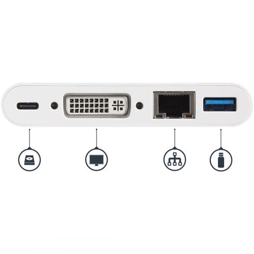 Startech .com USB C Multiport Adapter to DVI-D (Digital) Video60W PD Passthrough/GbE/USB-APortable USB Type-C/Thunderbolt 3 Mini Dock -… DKT30CDVPD