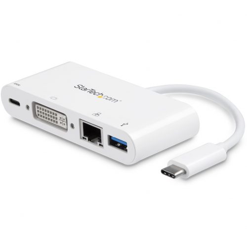 Startech .com USB C Multiport Adapter to DVI-D (Digital) Video60W PD Passthrough/GbE/USB-APortable USB Type-C/Thunderbolt 3 Mini Dock -… DKT30CDVPD