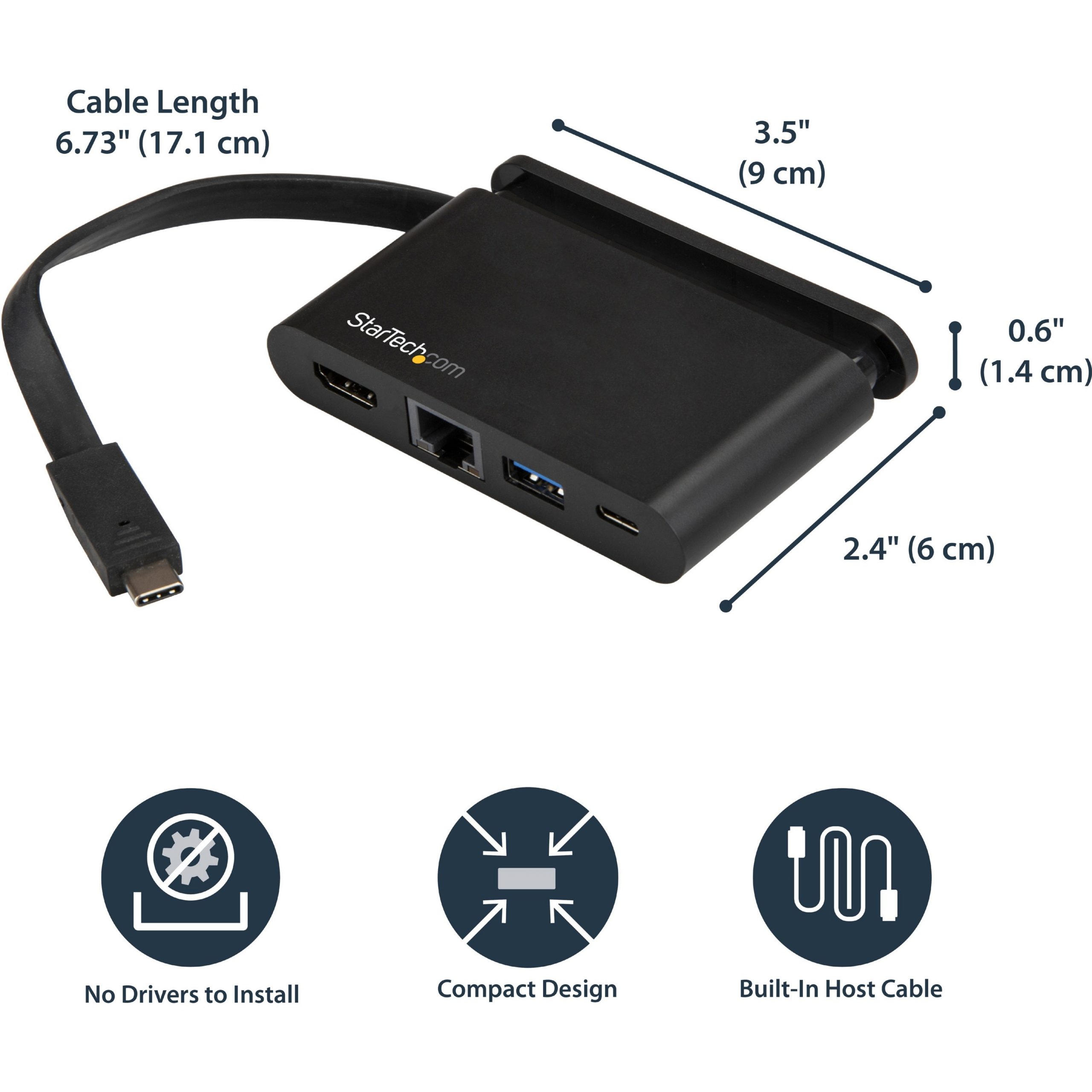 USB C Multiport Adapter VGA/PD/USB-A/GbE - USB-C Multiport