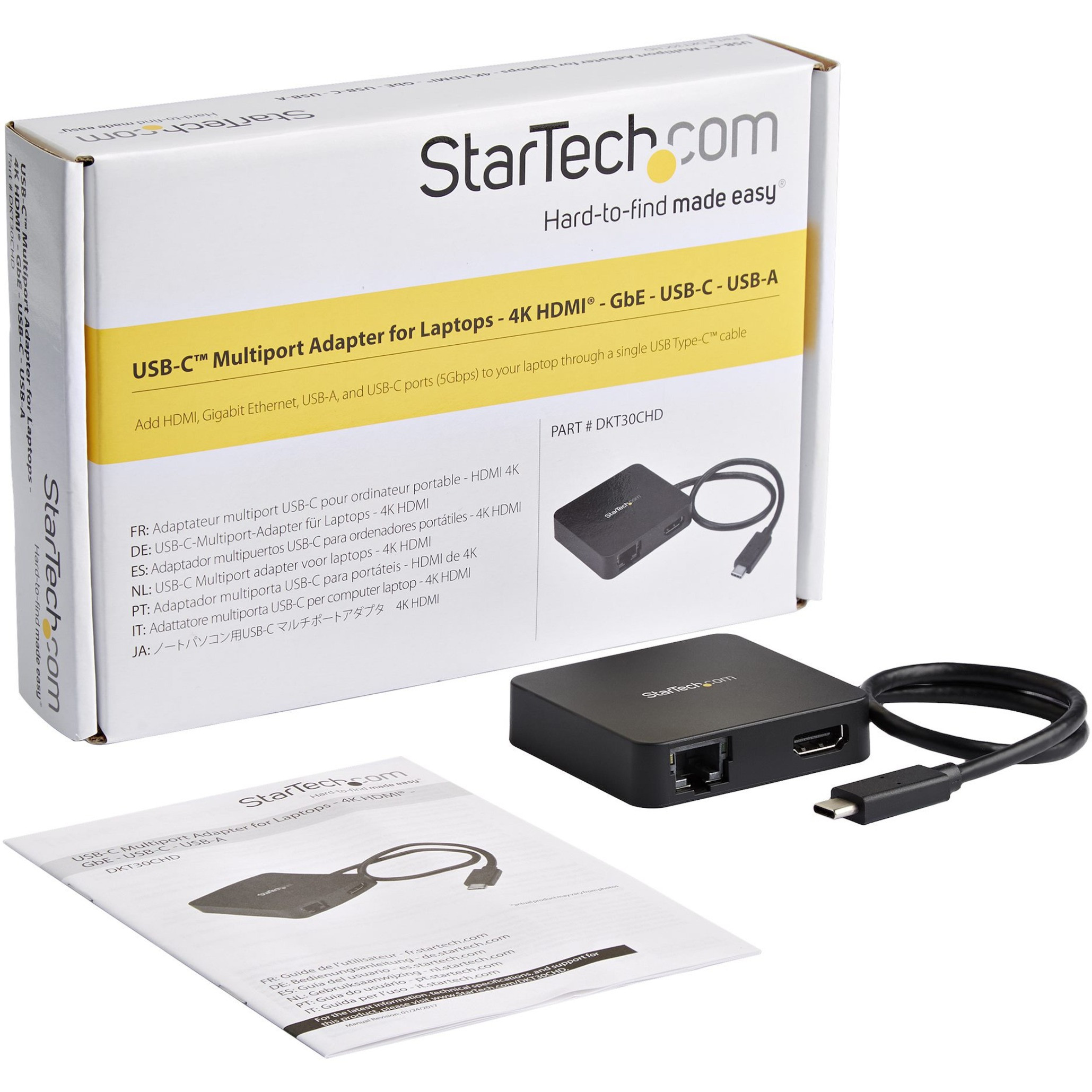 Startech .com USB C Multiport AdapterPortable USB Type-C Mini Dock to 4K  UHD HDMI VideoGbE, USB 3.0 HubThunderbolt 3 CompatiblePorta DKT30CHD -  Corporate Armor