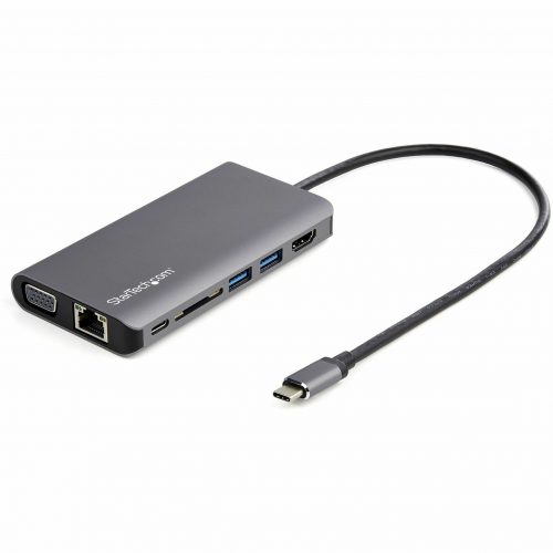 Startech .com USB C Multiport AdapterUSB-C Mini Travel Dock w/ 4K HDMI or 1080p VGA100W PD Pass-Through, 3x USB, SD, GbE, Audio8-in… DKT30CHVAUSP