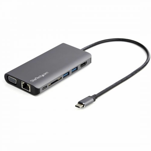 Startech .com USB C Multiport AdapterUSB-C Mini Travel Dock w/ 4K HDMI or 1080p VGA100W PD Pass-Through, 3x USB, SD, GbE, Audio8-in… DKT30CHVAUSP