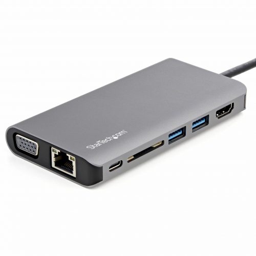 Startech .com USB C Multiport AdapterUSB-C Mini Travel Dock w/ 4K HDMI or 1080p VGA100W PD Pass-Through, 3x USB, SD, GbE, Audio8-in… DKT30CHVAUSP