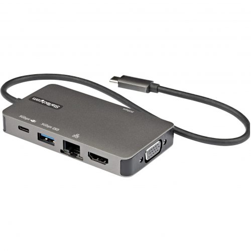 Startech .com USB-C Multiport Adapter, USB C to 4K HDMI or VGA, USB Type-C Mini Dock, 100W PD Passthrough, 3x USB 3.0, GbE, 12″ Long Cable -… DKT30CHVPD2