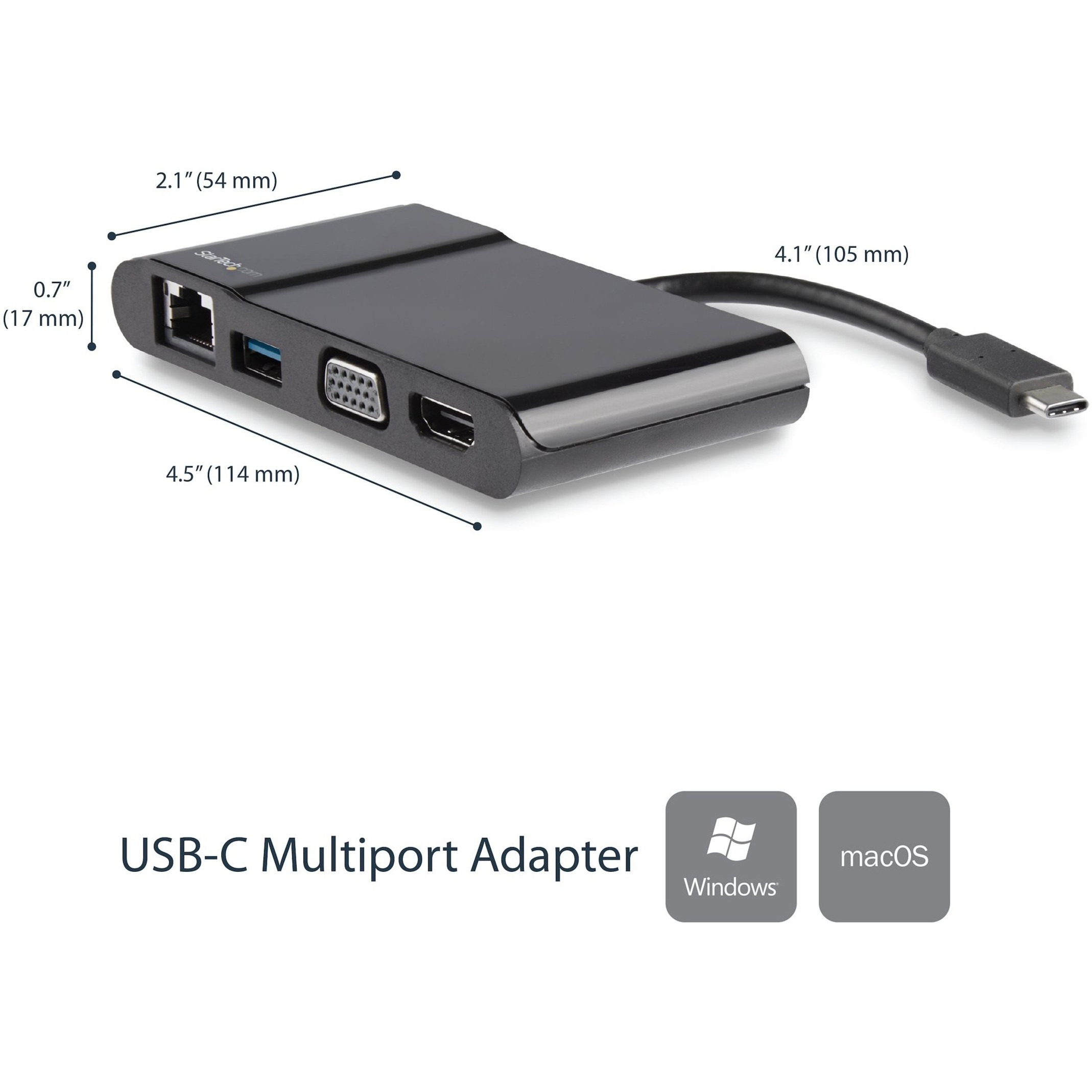 Startech .com USB-C Multiport Adapter for Laptops4K HDMI VGA GbE USB  3HDMI/RJ-45/USB/VGA for Notebook, Chromebook, Projector, Monitor, Wor  DKT30CHV - Corporate Armor