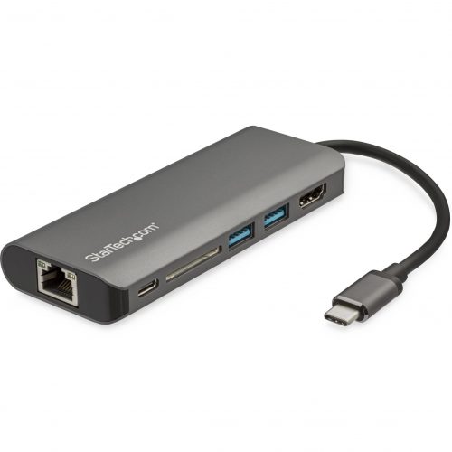 Startech .com USB C Multiport AdapterUSB Type-C Travel Dock to 4K HDMI, 3x USB Hub, SD, GbE, 60W PD 3.0 Pass-ThroughMini Laptop Dock -… DKT30CSDHPD3