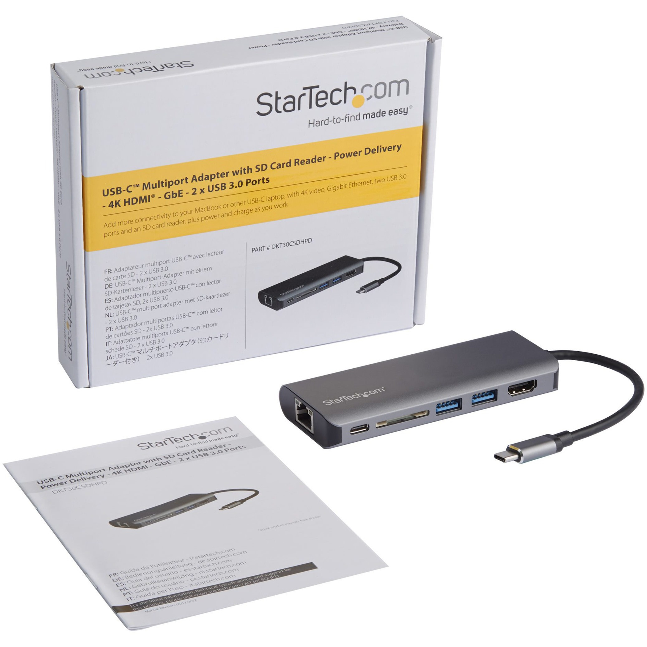 StarTech.com 3 Port USB-C Hub with Gigabit Ethernet & 60W Power