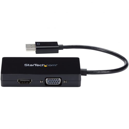 Startech .com Travel A/V adapter: 3-in-1 DisplayPort to VGA DVI or HDMI converterConnect a DisplayPort-equipped PC to an HDMI, VGA, or DVI D… DP2VGDVHD