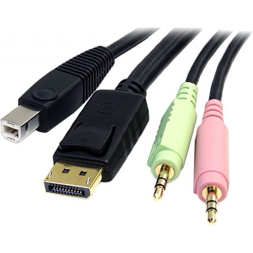 Startech .com 6 ft 4-in-1 USB DisplayPort KVM Switch CableDisplayPort Male Digital Audio/Video DP4N1USB6