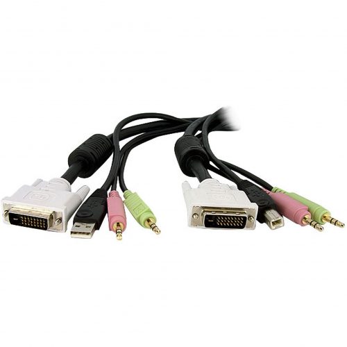 Startech .com 15 ft 4-in-1 USB DVI KVM Switch Cable with AudioDVI-D (Dual-Link) Male Video DVID4N1USB15