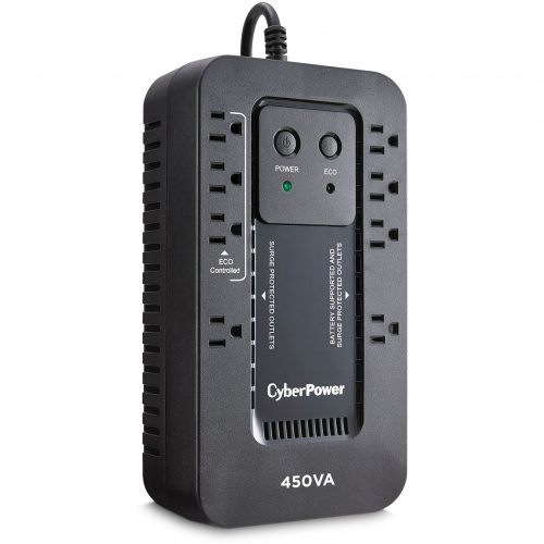 Cyber Power EC450G Ecologic UPS Systems450VA/260W, 120 VAC, NEMA 5-15P, Compact, 8 Outlets, Panel® Personal, $100000 CEG,  Warranty EC450G