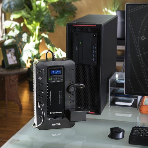 Cyber Power EC850LCD Ecologic UPS Systems850VA/510W, 120 VAC, NEMA 5-15P, Compact, 12 Outlets, LCD, Panel® Personal, $100000 CEG, … EC850LCD