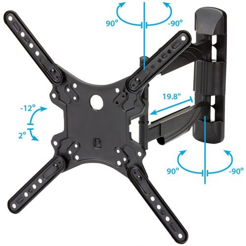 Startech .com Full Motion TV Wall Mount for 32-55 inch VESA DisplayHeavy Duty Articulating Adjustable Flat Screen TV Wall Mount BracketAd… FPWARTB1M