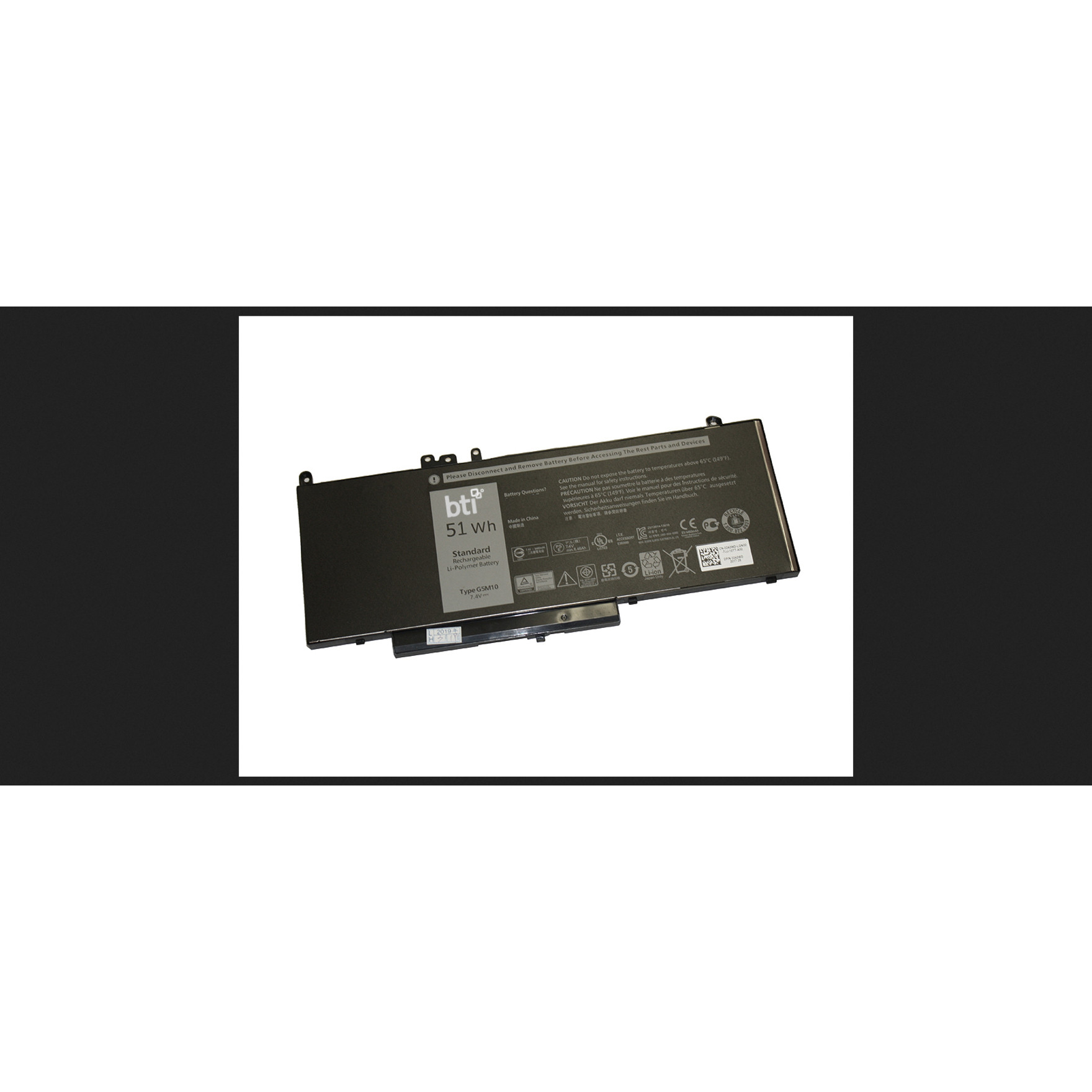 Battery Technology BTI OEM Compatible 0G5M10 451-BBLK 451-BBLN 8V5GX F5WW5 G5M10 K9GVN PF59Y R9XM9 VMKXM WYJC2 YM3TC Compatible Model LATITUDE E5450 LA… G5M10-BTI