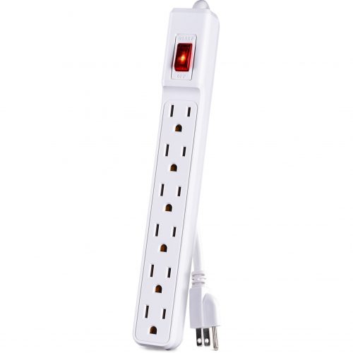 Cyber Power GS60304  Strips 6 Outlet  Strip3 ft, NEMA 5-15P Plug Type, Straight Plug Style, 15 Amp, White,  Warranty GS60304