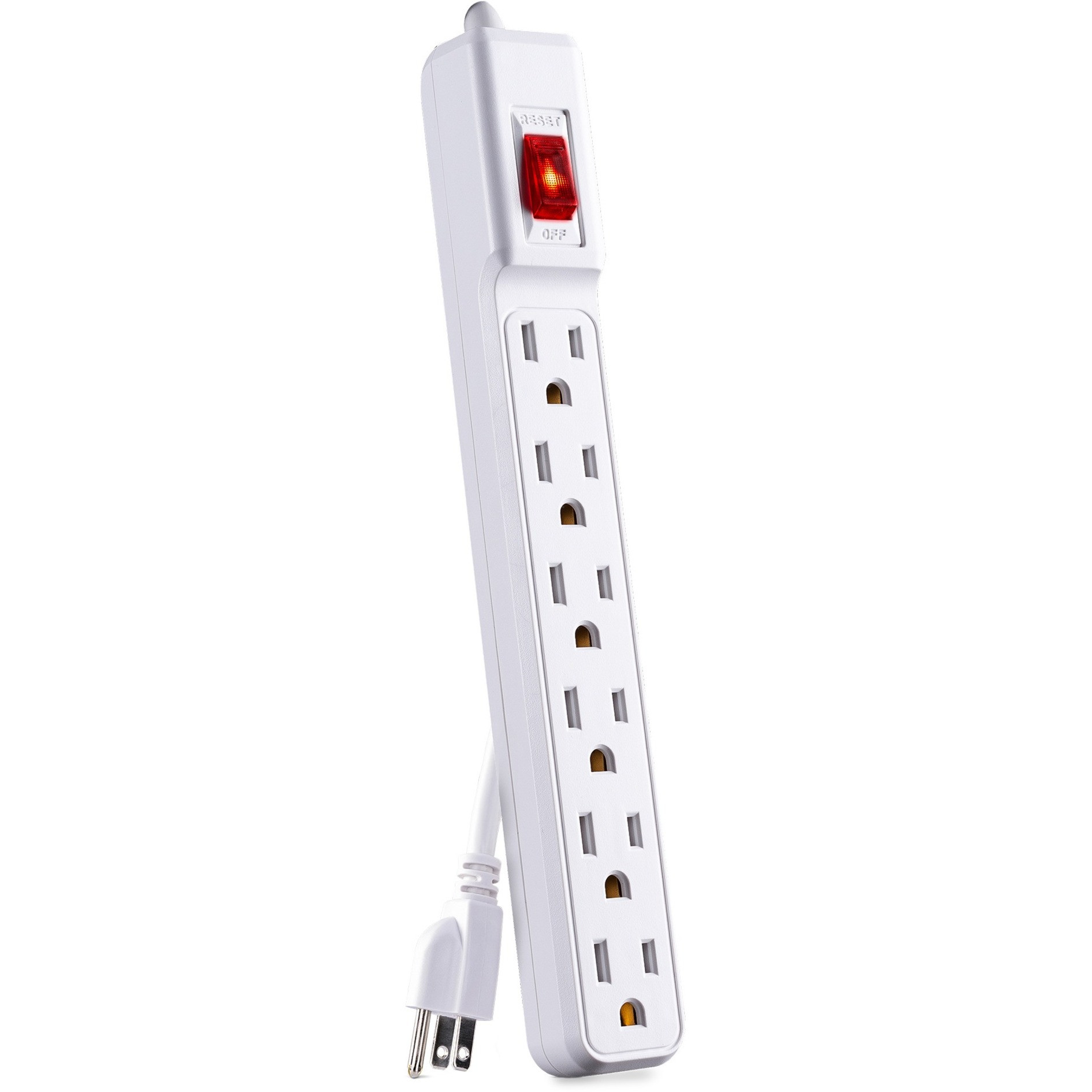 Cyber Power GS60304  Strips 6 Outlet  Strip3 ft, NEMA 5-15P Plug Type, Straight Plug Style, 15 Amp, White,  Warranty GS60304