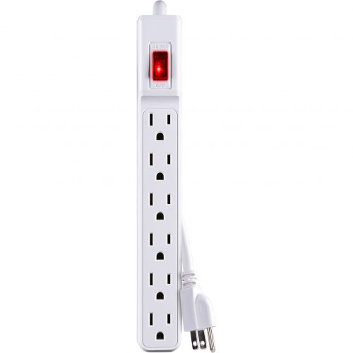 Cyber Power GS60304  Strips 6 Outlet  Strip3 ft, NEMA 5-15P Plug Type, Straight Plug Style, 15 Amp, White,  Warranty GS60304