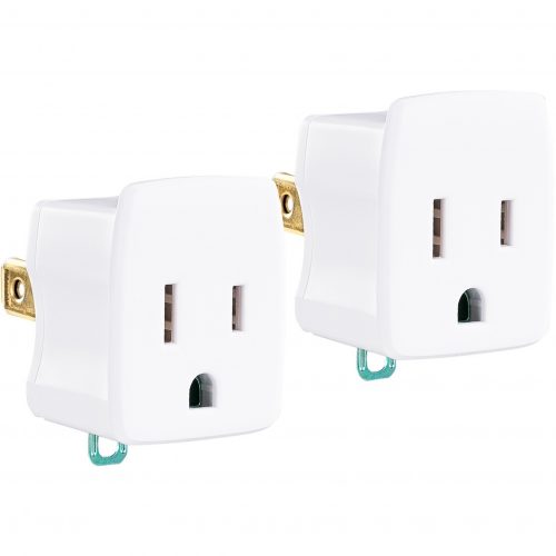 Cyber Power GT1W2PK Multipack(2) 3-Prong to 2-Prong Adapters, White, Limited Lifetime Warranty GT1W2PK