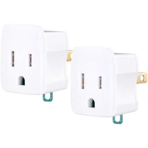 Cyber Power GT1W2PK Multipack(2) 3-Prong to 2-Prong Adapters, White, Limited Lifetime Warranty GT1W2PK