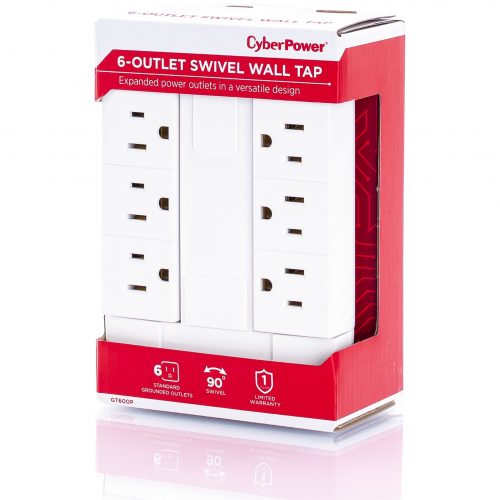 Cyber Power GT600P Wall Tap OutletNEMA 5-15R Outlet, NEMA 5-15P Plug Type, Wall Tap Plug Style, White GT600P