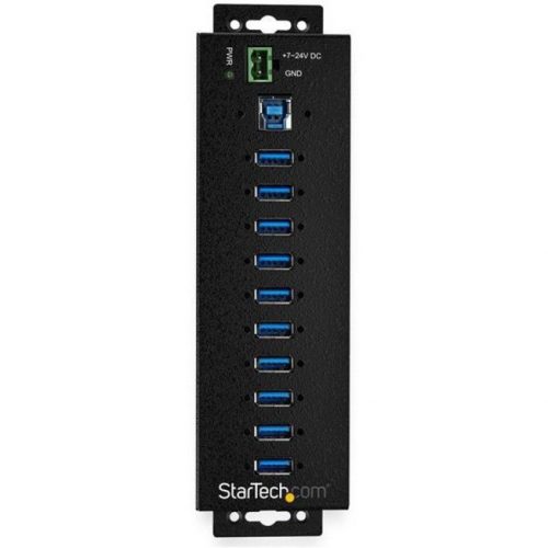 Startech .com 10 Port USB Hub w/ Power AdapterMetal Industrial USB 3.0 Data HubDin Rail, Wall & Desk Mount USB 3.1 Gen 1 5Gbps HubInd… HB30A10AME