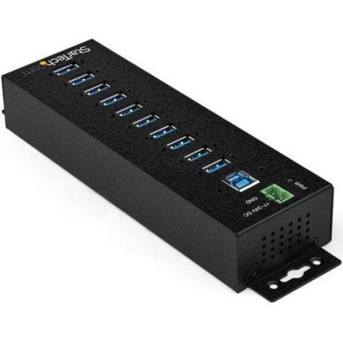 Startech .com 10 Port USB Hub w/ Power AdapterMetal Industrial USB 3.0 Data HubDin Rail, Wall & Desk Mount USB 3.1 Gen 1 5Gbps HubInd… HB30A10AME