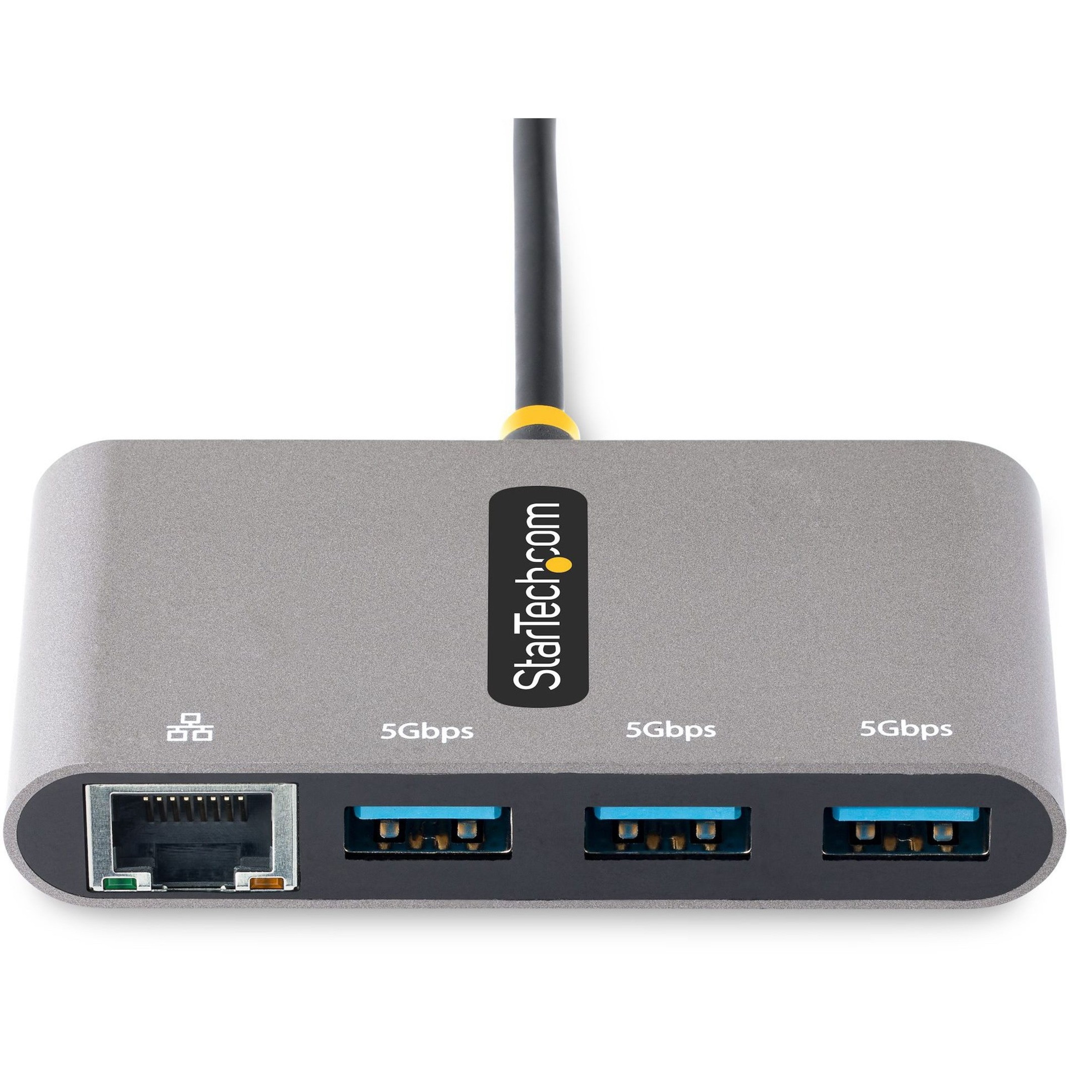 Startech .com 3-Port Hub with Ethernet, 3x USB-A, Gigabit Ethernet, USB 3.0 5Gbps, Bus-Powered, Portable Laptop Hub w/ GbE... HB30C3A1GEA2 - Corporate Armor
