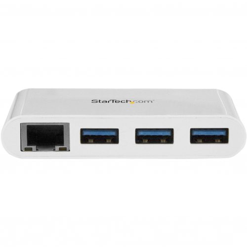 Startech .com 3 Port USB C Hub with Gigabit EthernetUSB-C to 3x USB-AUSB 3.0WhiteUSB Hub with GbEUSB-C to USB AdapterUSB Ty… HB30C3A1GEA