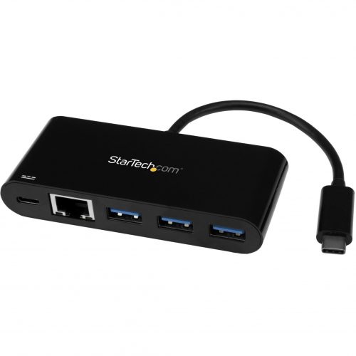 Startech .com 3 Port USB-C Hub with Gigabit Ethernet & 60W Power Delivery PassthroughUSB-C to 3xUSB-A5Gbps USB 3.0 Type-C Adapter Hub -… HB30C3AGEPD